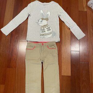 Gymboree Snow Bunny top/pants set size 8 EUC
